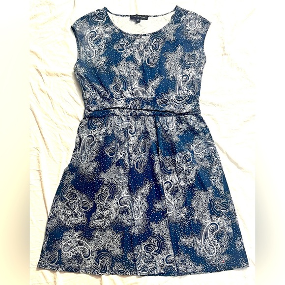Tommy Hilfiger Women’s Cotton Blue Paisley Dress Size Large - Picture 1 of 13